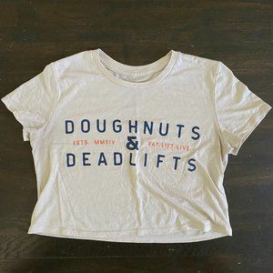 Doughnuts and Deadlifts classic crop tee